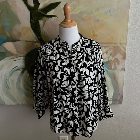 Anthropologie Danielle Kroll Blouse - XS bird print doves 100% cotton - Picture 2 of 16